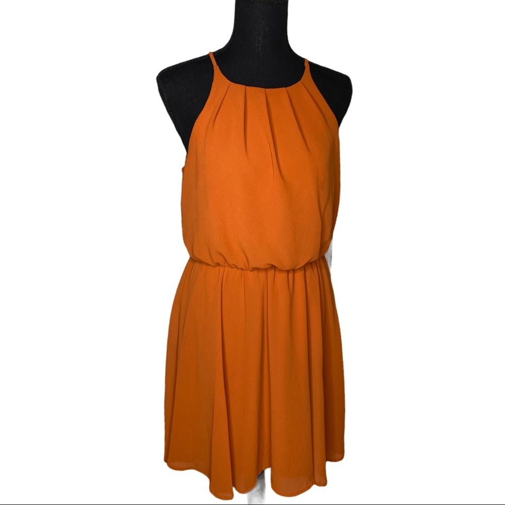 Miami orange mid-length halter dress size Medium - Picture 3 of 7